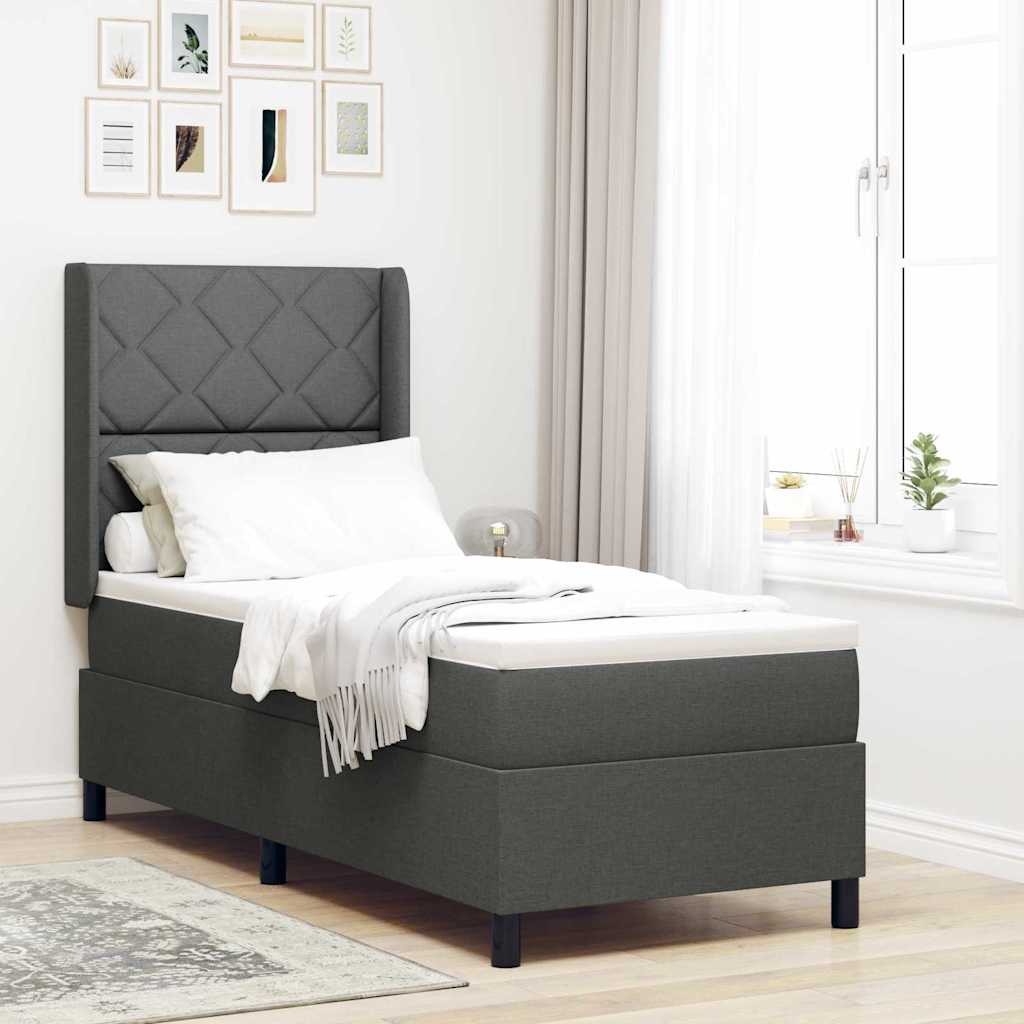 LED Box Spring Krevet Tamno siva 90 x 190 cm tkanina