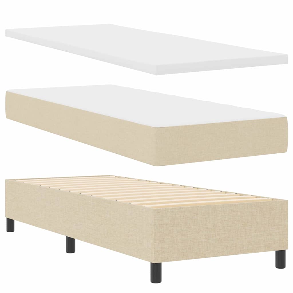 LED Box Spring Krevet s uzglavljem Krema 90 x 190 cm tkanina