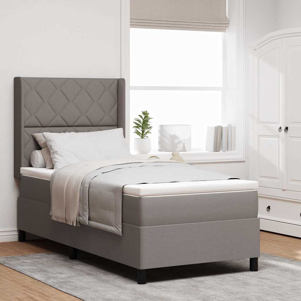 LED Box Spring Krevet Sivo-smeđa 90 x 200 cm tkanina