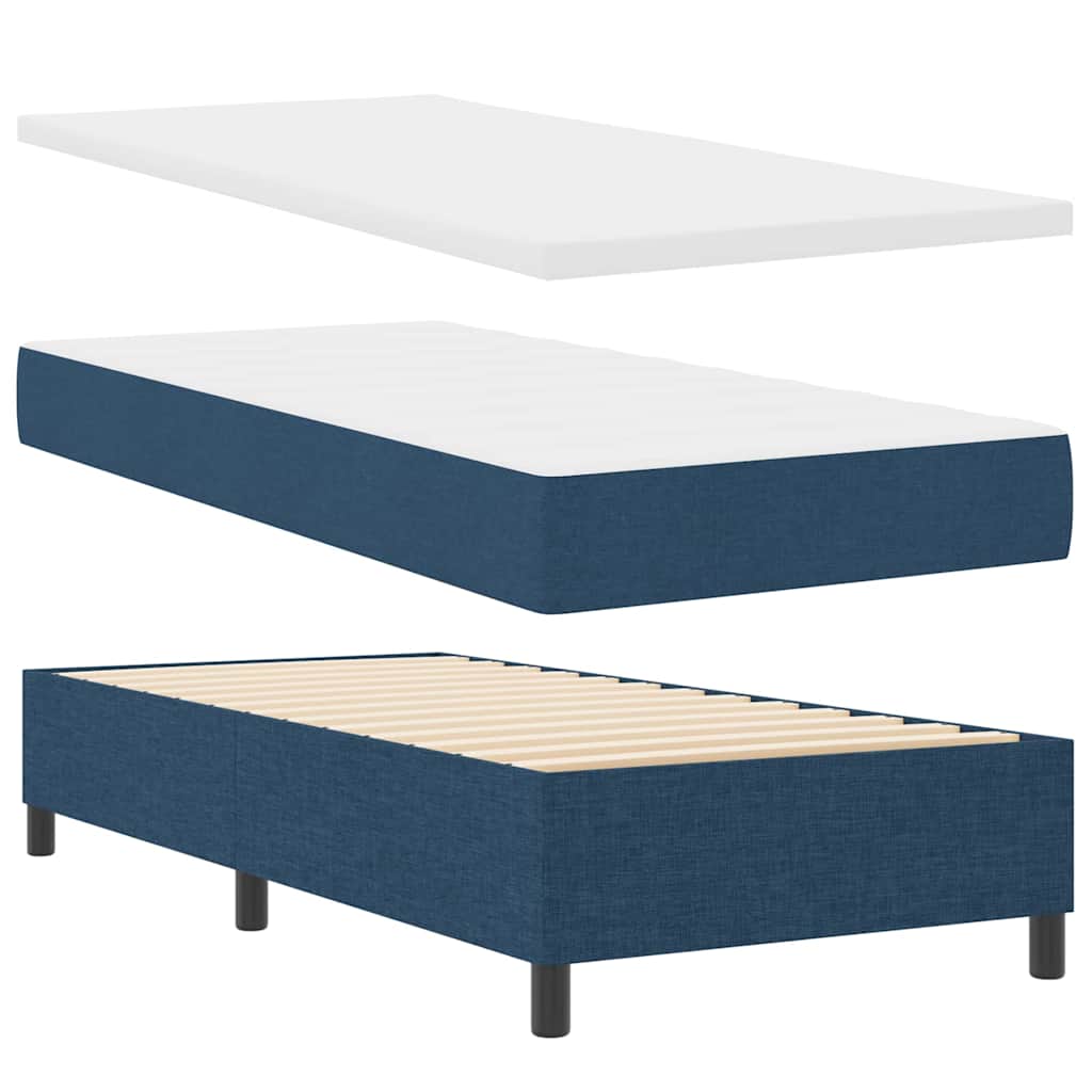 LED Box Spring Krevet s uzglavljem Plava 100 x 200 cm tkanina