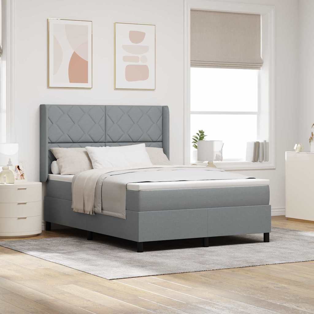 LED Box Spring Krevet Svijetlo siva 140 x 200 cm tkanina