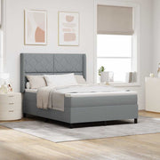 LED Box Spring Krevet Svijetlo siva 140 x 200 cm tkanina