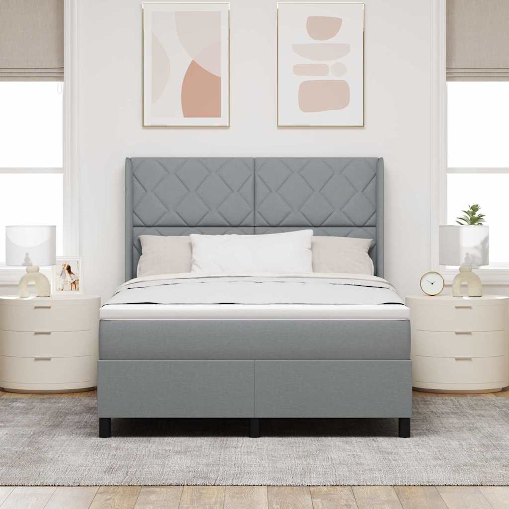 LED Box Spring Krevet Svijetlo siva 140 x 200 cm tkanina