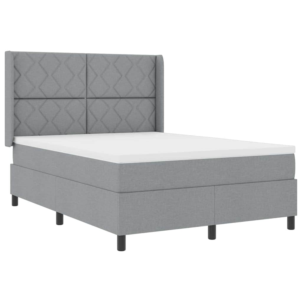 LED Box Spring Krevet Svijetlo siva 140 x 200 cm tkanina