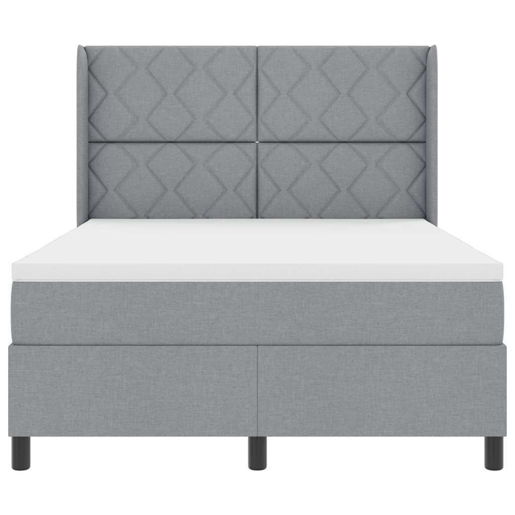 LED Box Spring Krevet Svijetlo siva 140 x 200 cm tkanina