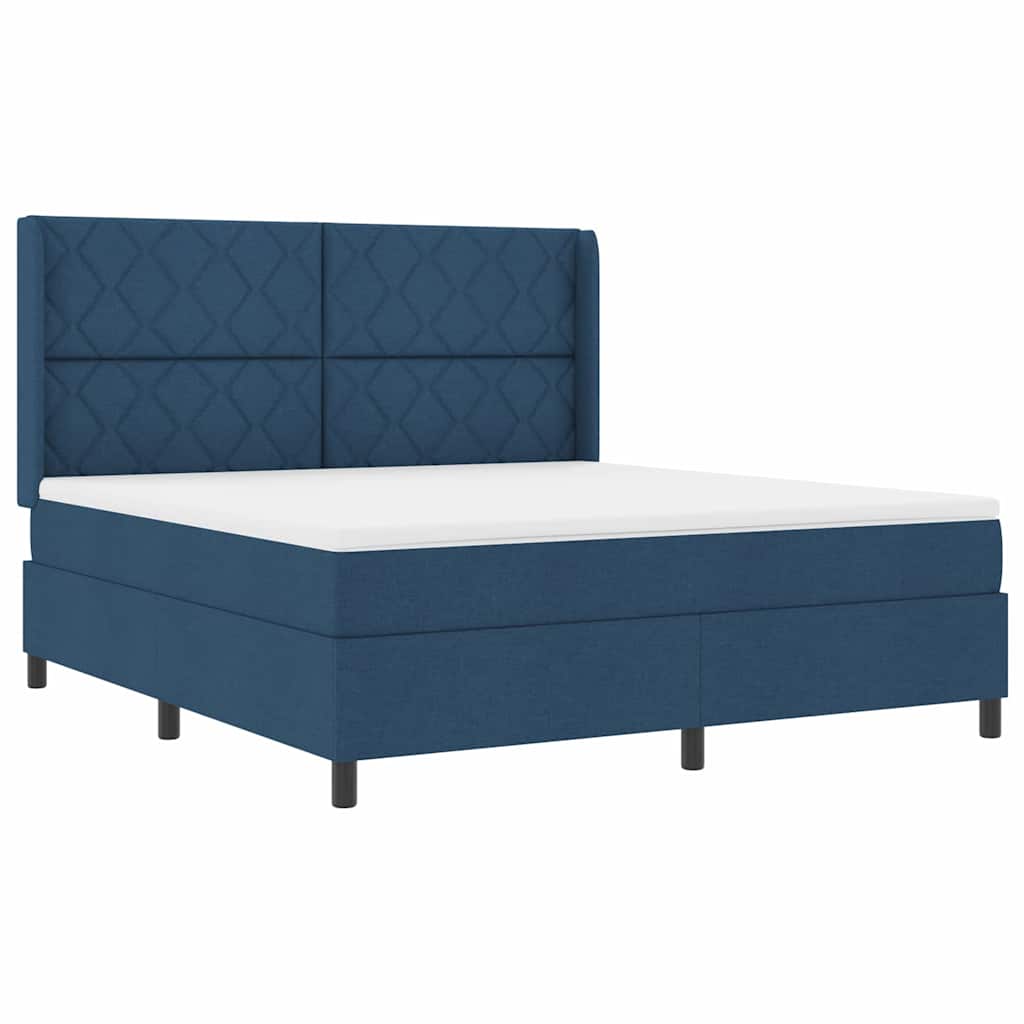 LED Box Spring Krevet s uzglavljem Plava 180 x 200 cm tkanina