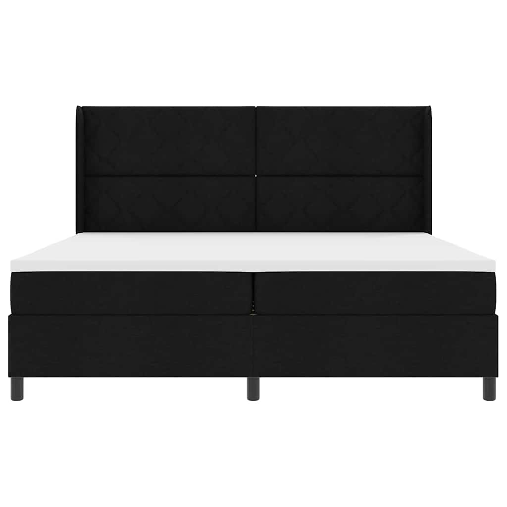 LED Box Spring Krevet s madracem Crna 200 x 200 cm tkanina
