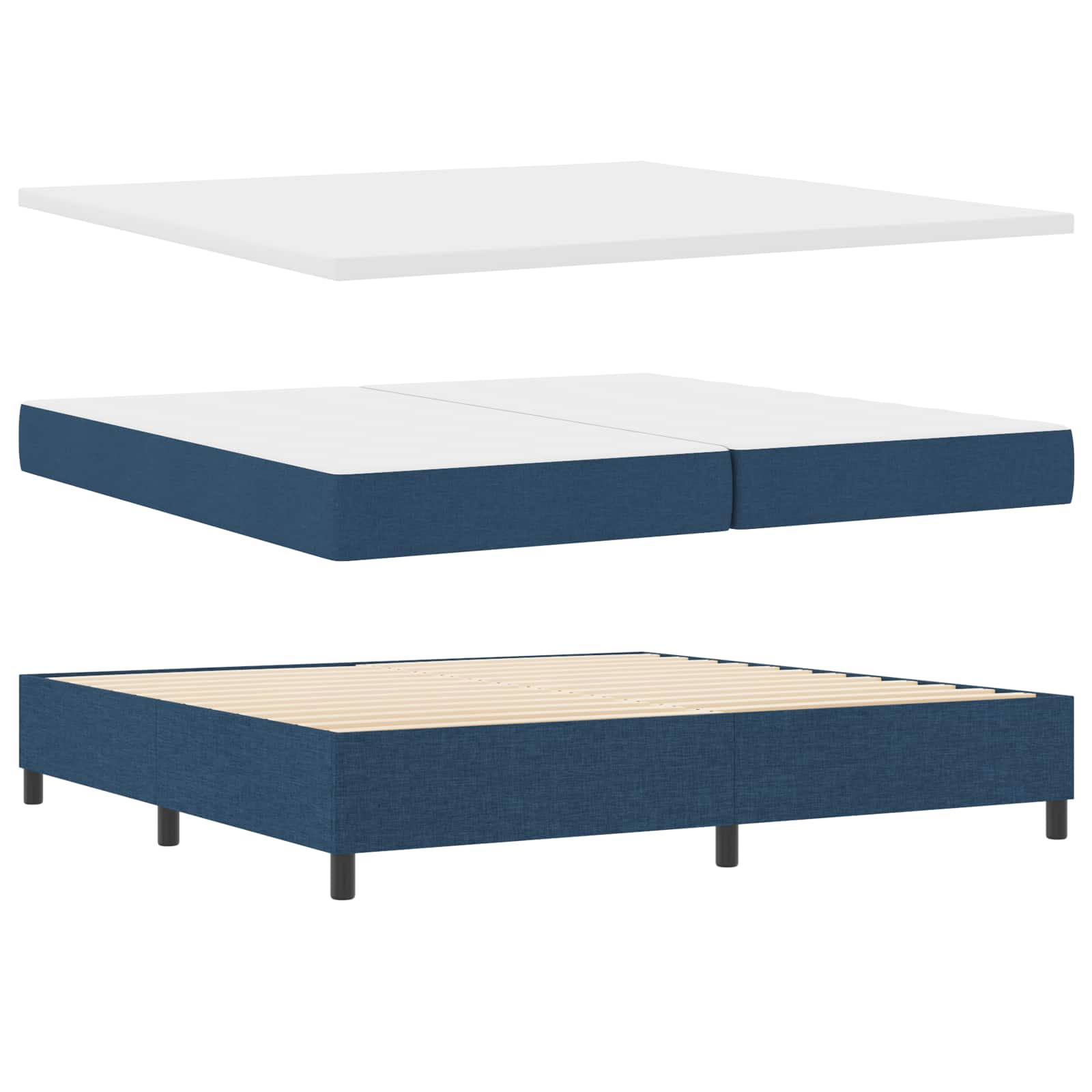 LED Box Spring Krevet s uzglavljem Plava 200 x 200 cm tkanina