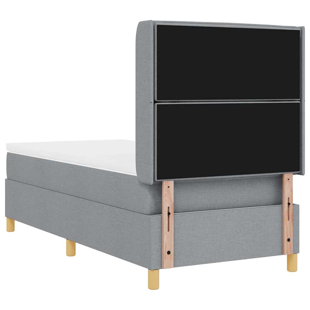 Krevet s opruga kutije Svijetlo siva 90 x 200 cm tkanina