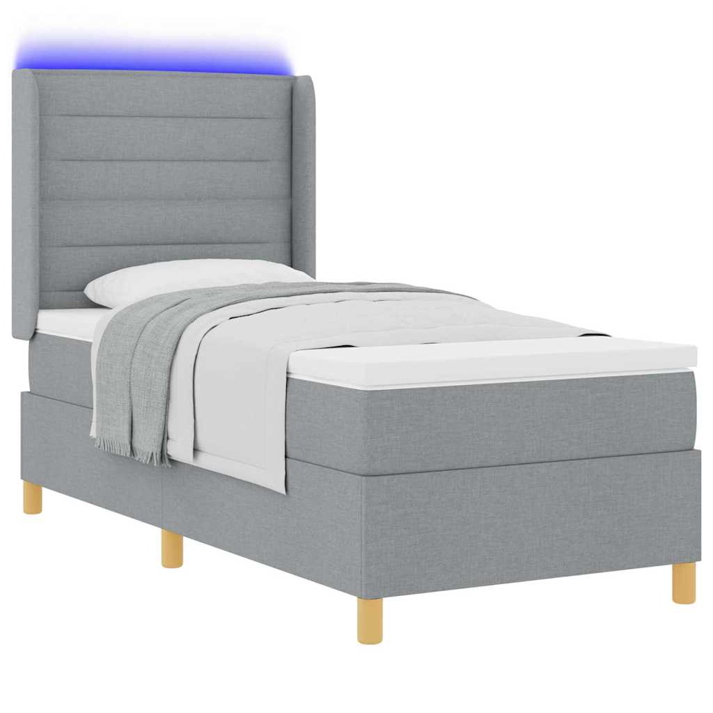Krevet s opruga kutije Svijetlo siva 100 x 200 cm tkanina