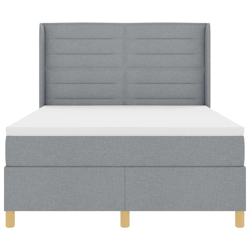 Krevet s opruga kutije Svijetlo siva 140 x 190 cm tkanina