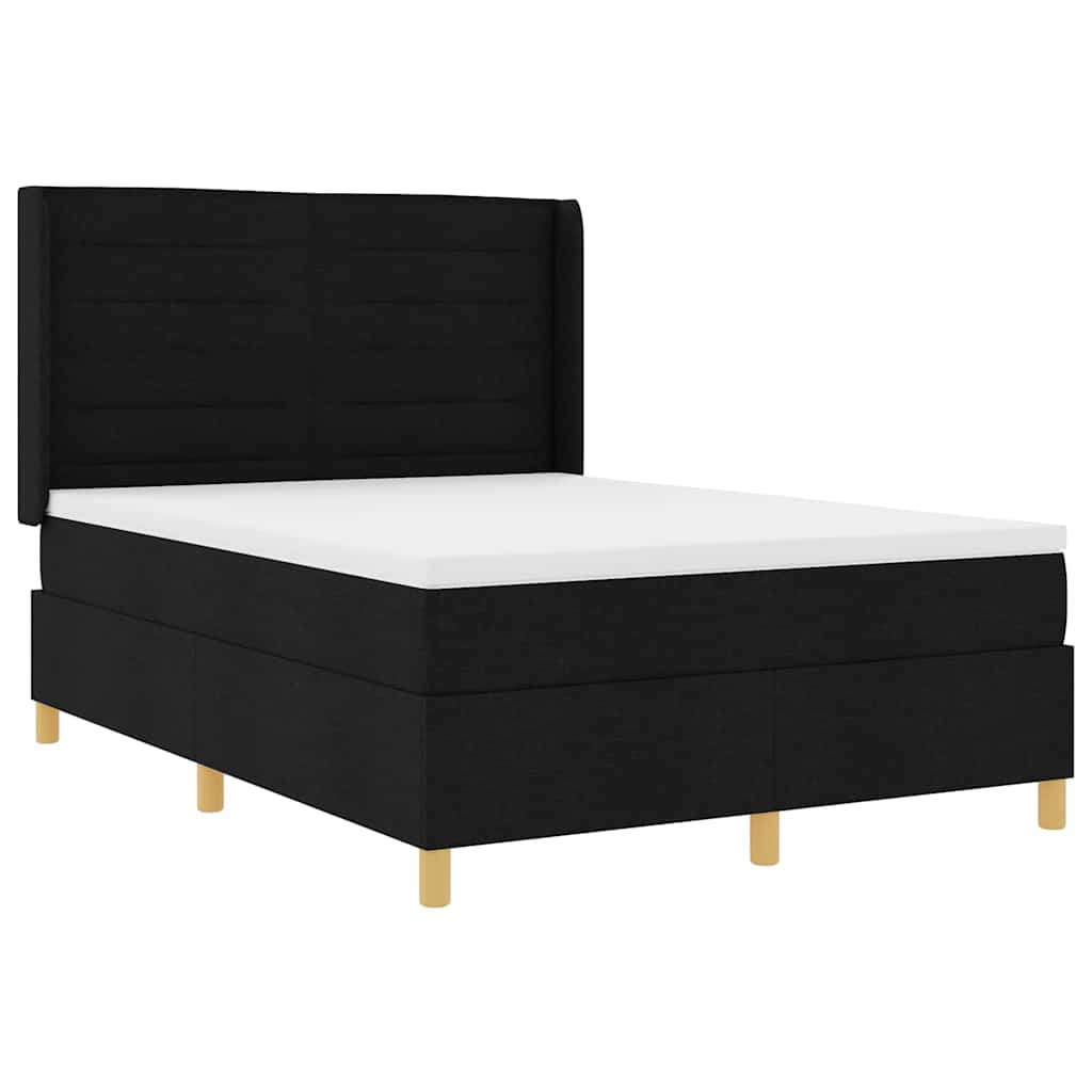 Krevet s opruga kutije s LED trakama Crna 140 x 200 cm tkanina