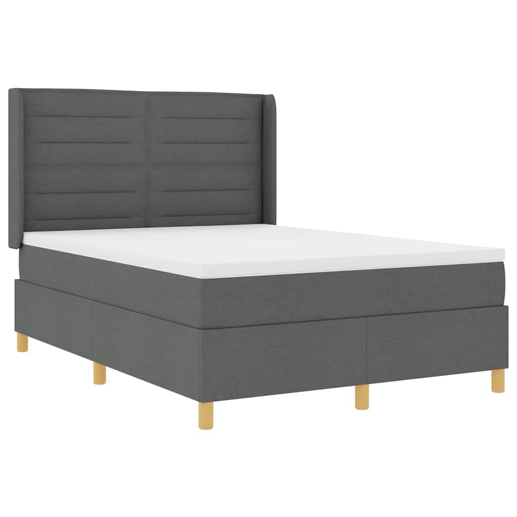 Krevet s opruga kutije s LED trakama Siva 160 x 200 cm tkanina