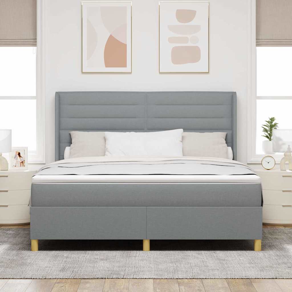 Krevet s opruga kutije Svijetlo siva 180 x 200 cm tkanina