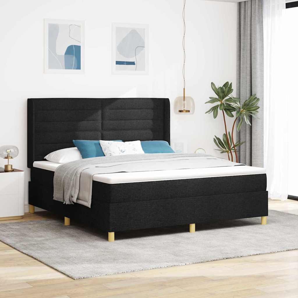 Krevet s opruga kutije s LED trakama Crna 180 x 200 cm tkanina