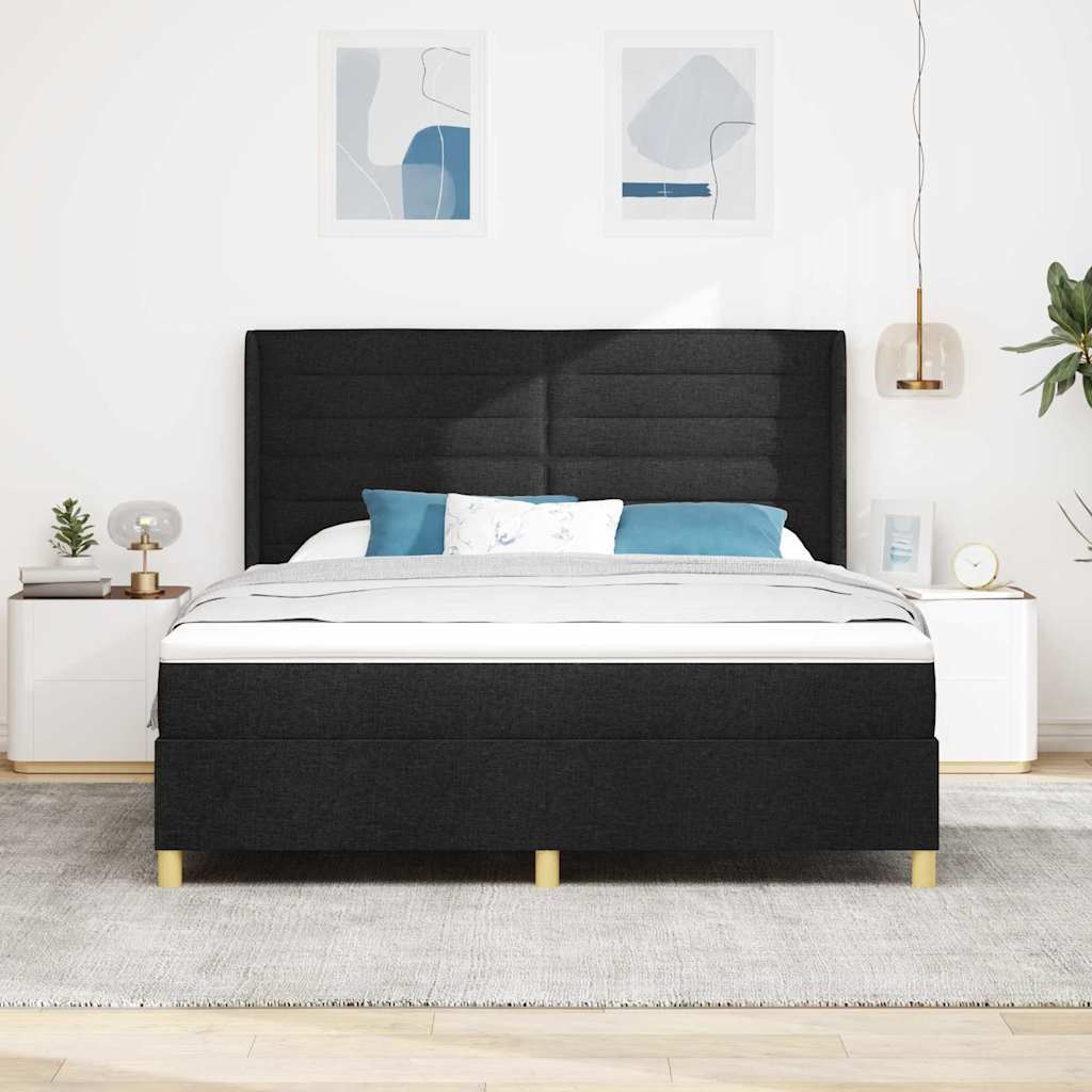 Krevet s opruga kutije s LED trakama Crna 180 x 200 cm tkanina