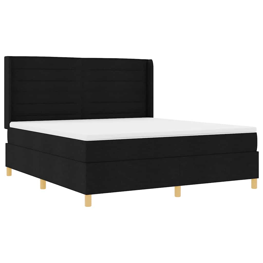 Krevet s opruga kutije s LED trakama Crna 180 x 200 cm tkanina