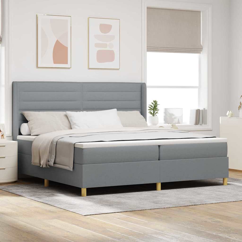 Krevet s opruga kutije Svijetlo siva 200 x 200 cm tkanina