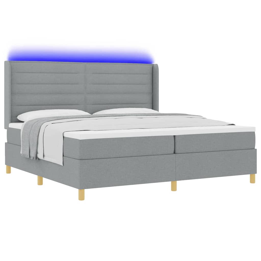 Krevet s opruga kutije Svijetlo siva 200 x 200 cm tkanina