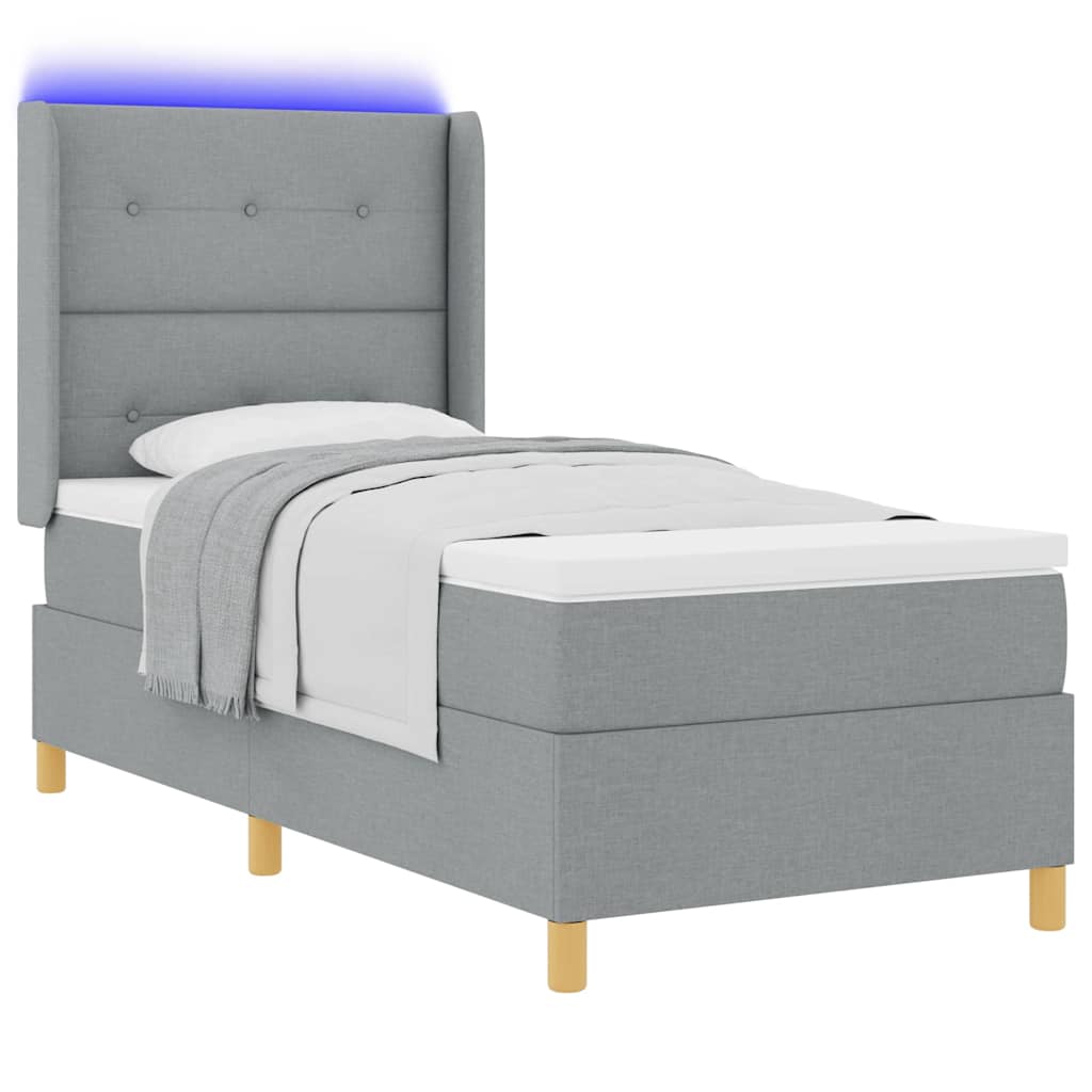 Krevet s opruga kutije Svijetlo siva 80 x 200 cm tkanina