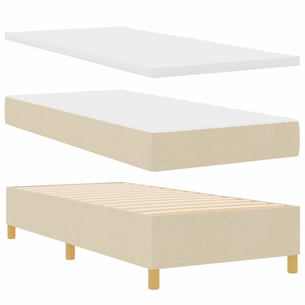 Krevet s opruga kutije s LED trakama Krema 90 x 190 cm tkanina