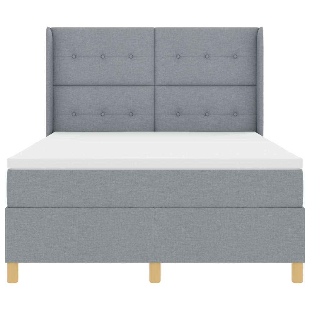 Krevet s opruga kutije Svijetlo siva 140 x 190 cm tkanina
