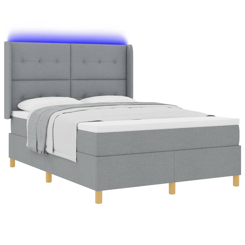 Krevet s opruga kutije Svijetlo siva 140 x 190 cm tkanina