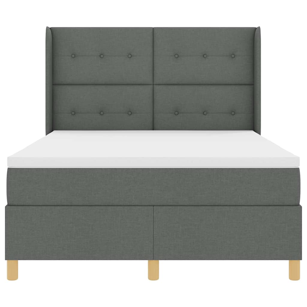 Krevet s opruga kutije s LED trakama Siva 140 x 190 cm tkanina