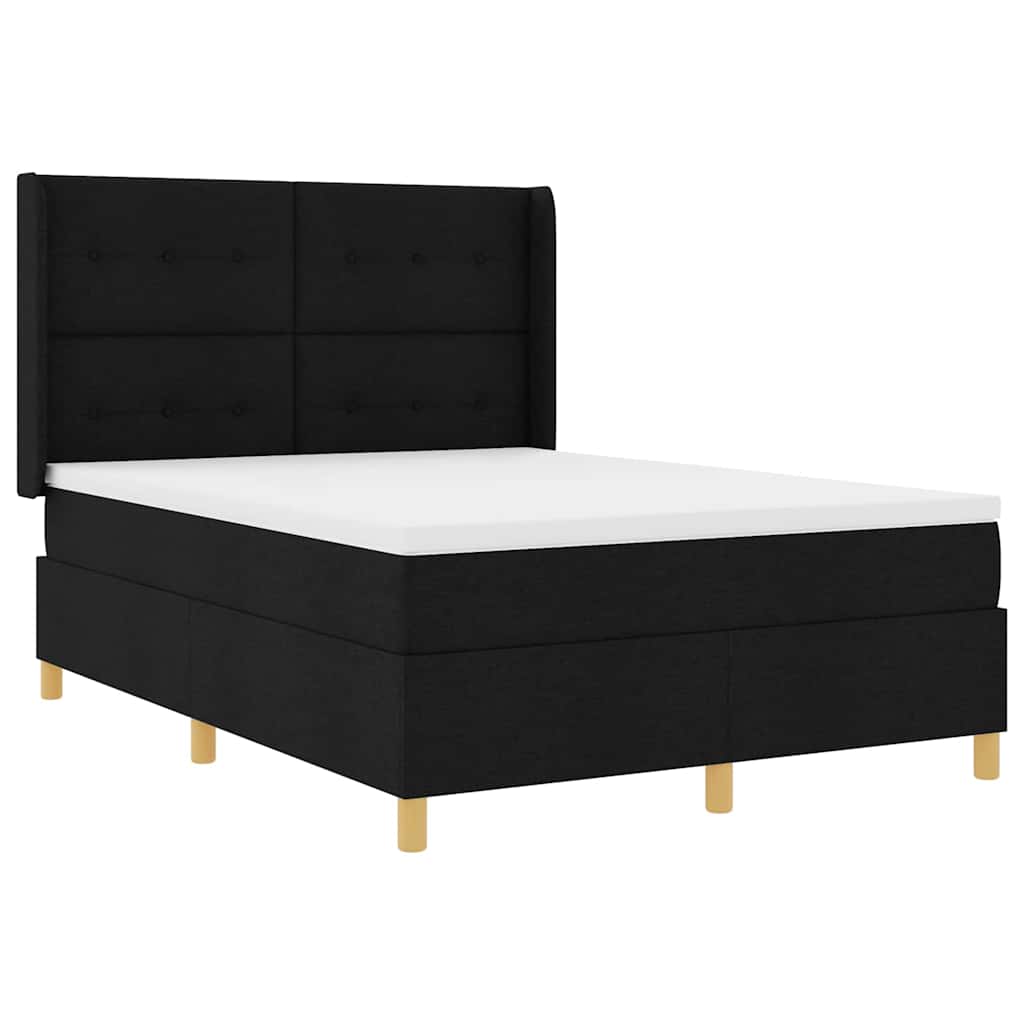 Krevet s opruga kutije s LED trakama Crna 140 x 190 cm tkanina