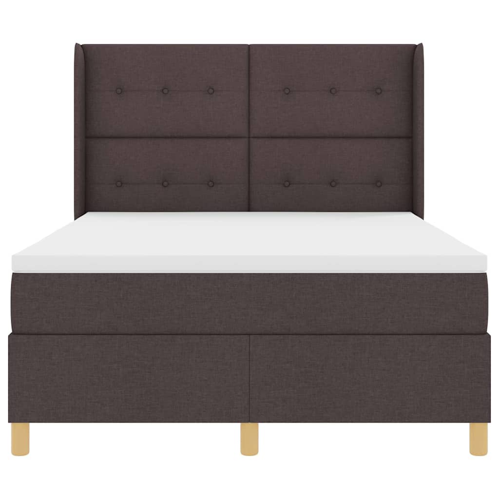 Krevet s opruga kutije s LED trakama Smeđa 140 x 190 cm tkanina
