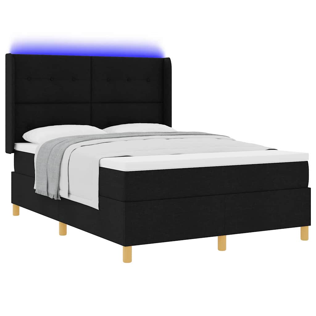 Krevet s opruga kutije s LED trakama Crna 160 x 200 cm tkanina