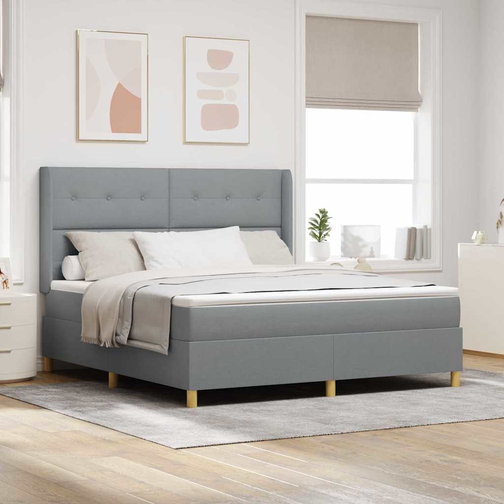Krevet s opruga kutije Svijetlo siva 180 x 200 cm tkanina