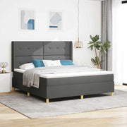Krevet s opruga kutije s LED trakama Siva 180 x 200 cm tkanina