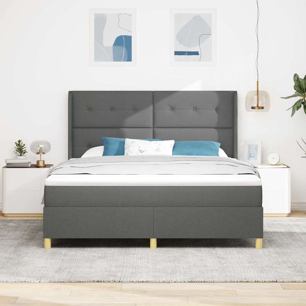 Krevet s opruga kutije s LED trakama Siva 180 x 200 cm tkanina