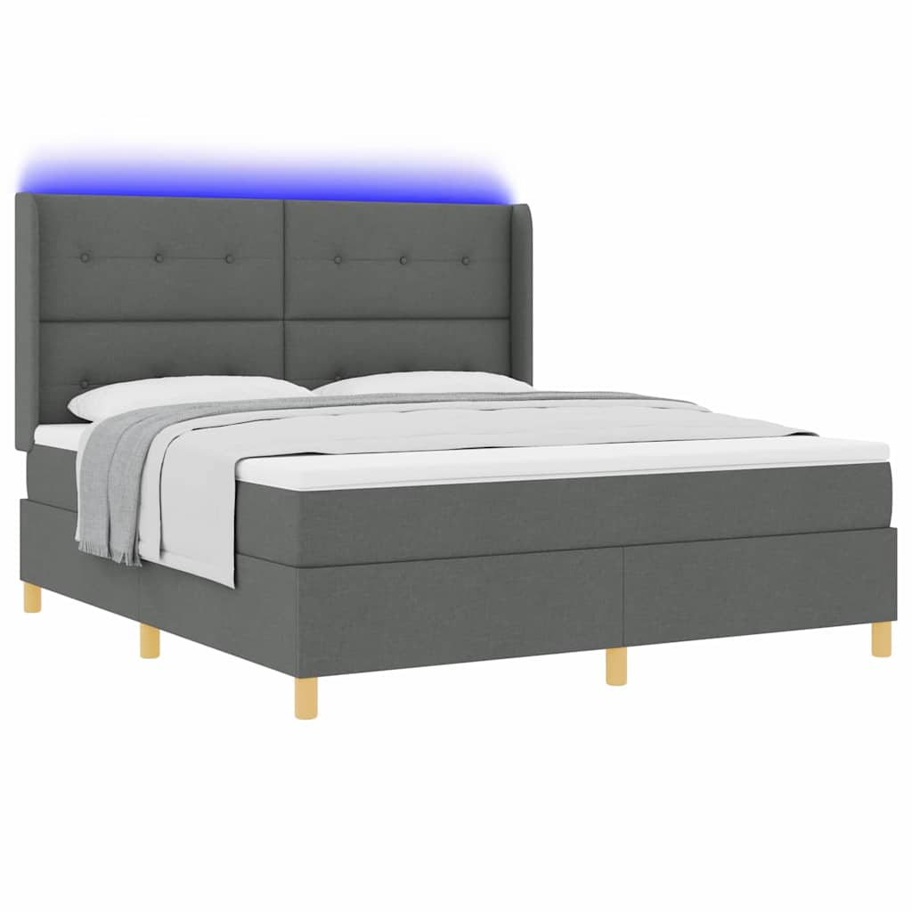 Krevet s opruga kutije s LED trakama Siva 180 x 200 cm tkanina
