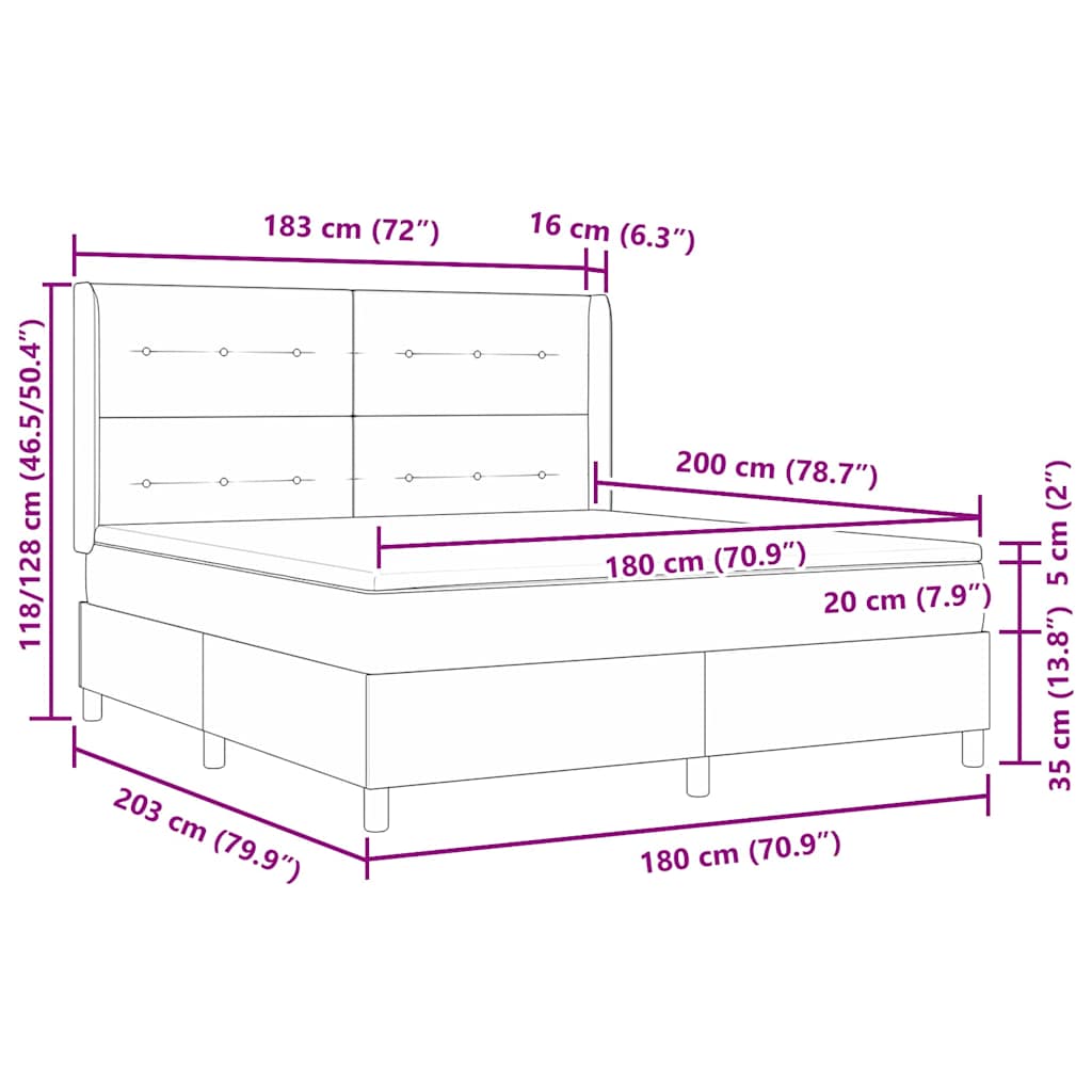 Krevet s opruga kutije s LED trakama Siva 180 x 200 cm tkanina
