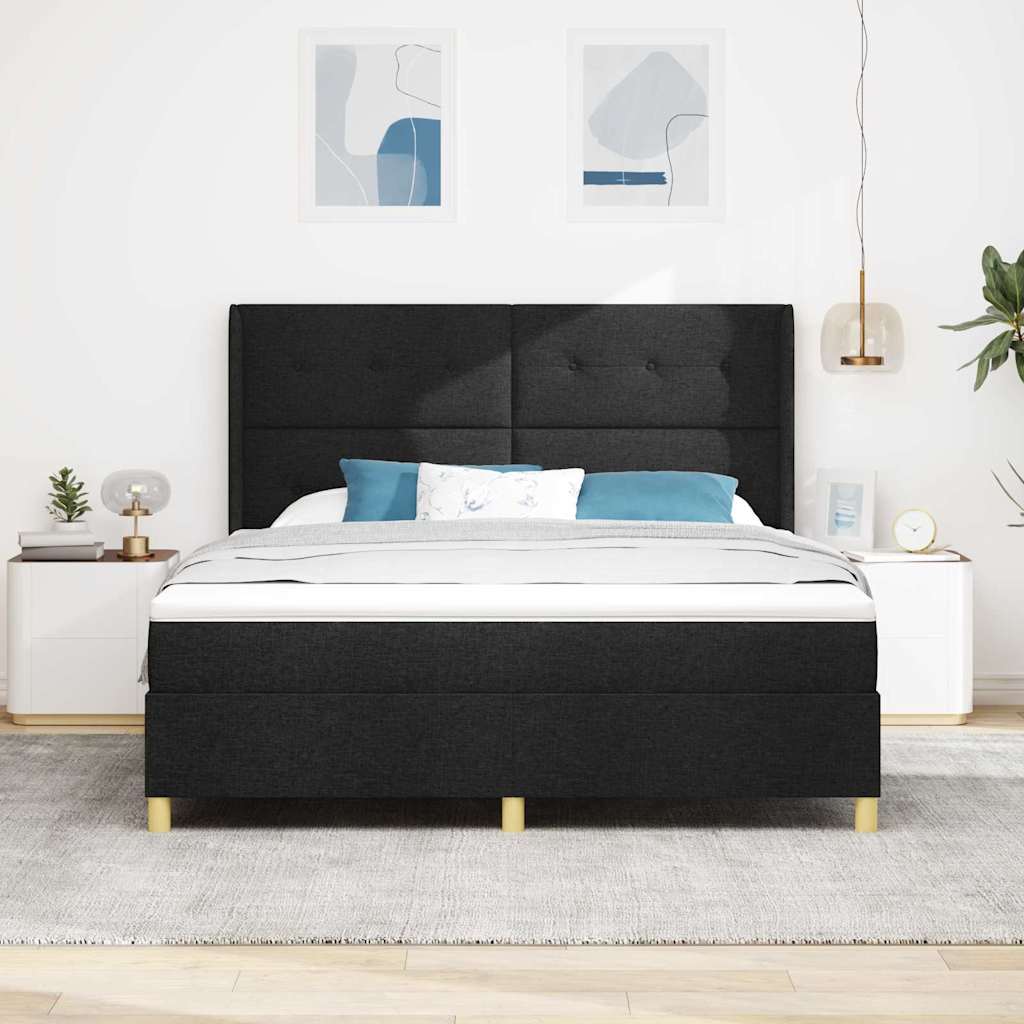 Krevet s opruga kutije s LED trakama Crna 180 x 200 cm tkanina