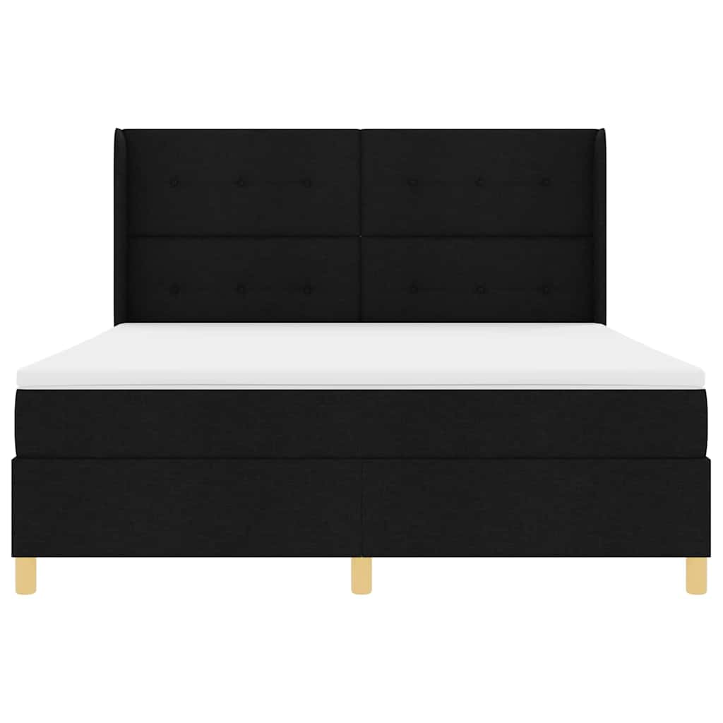 Krevet s opruga kutije s LED trakama Crna 180 x 200 cm tkanina