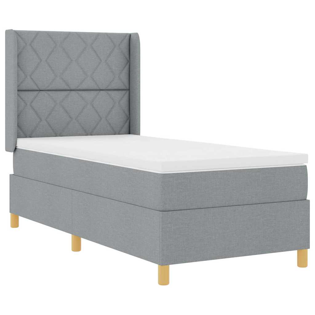 Krevet s opruga kutije Svijetlo siva 100 x 200 cm tkanina