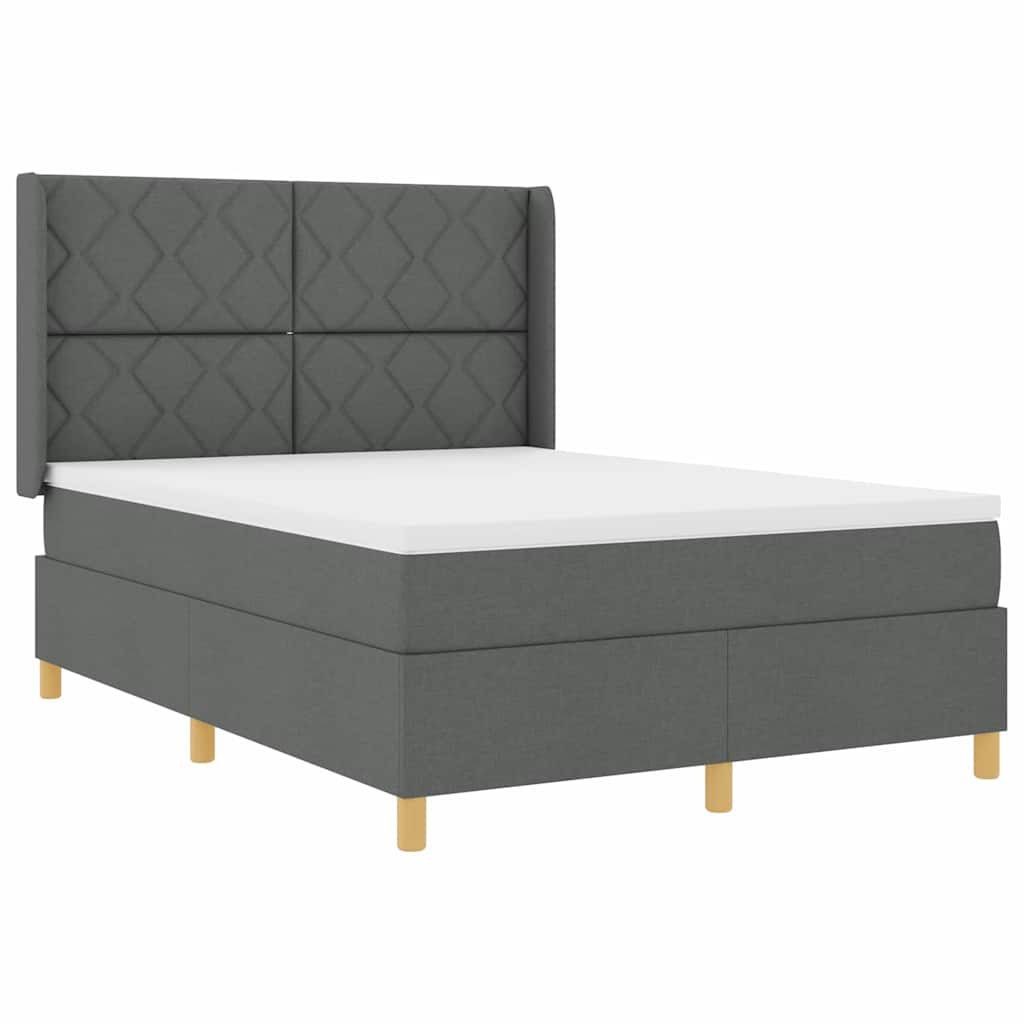 Krevet s opruga kutije s LED trakama Siva 140 x 190 cm tkanina