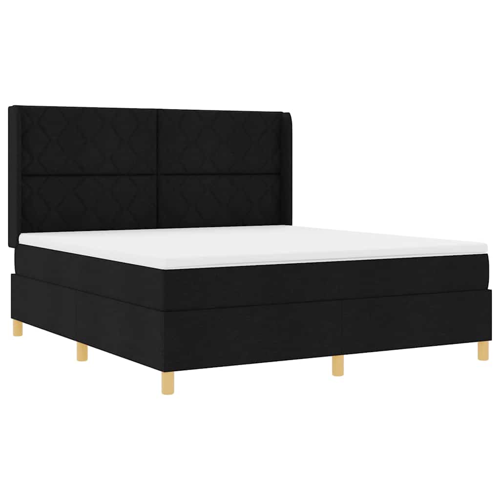 Krevet s opruga kutije s LED trakama Crna 180 x 200 cm tkanina