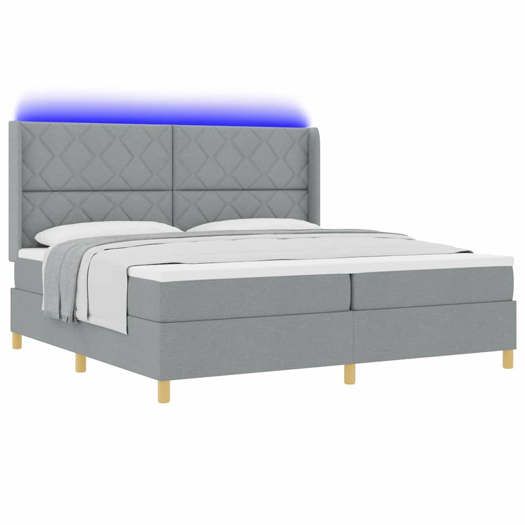 Krevet s opruga kutije Svijetlo siva 200 x 200 cm tkanina