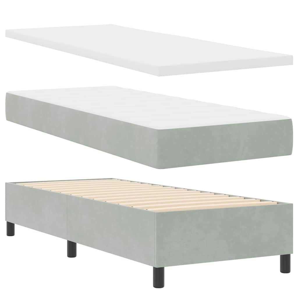 Krevet s opruga kutije Svijetlo siva 80 x 200 cm Baršun