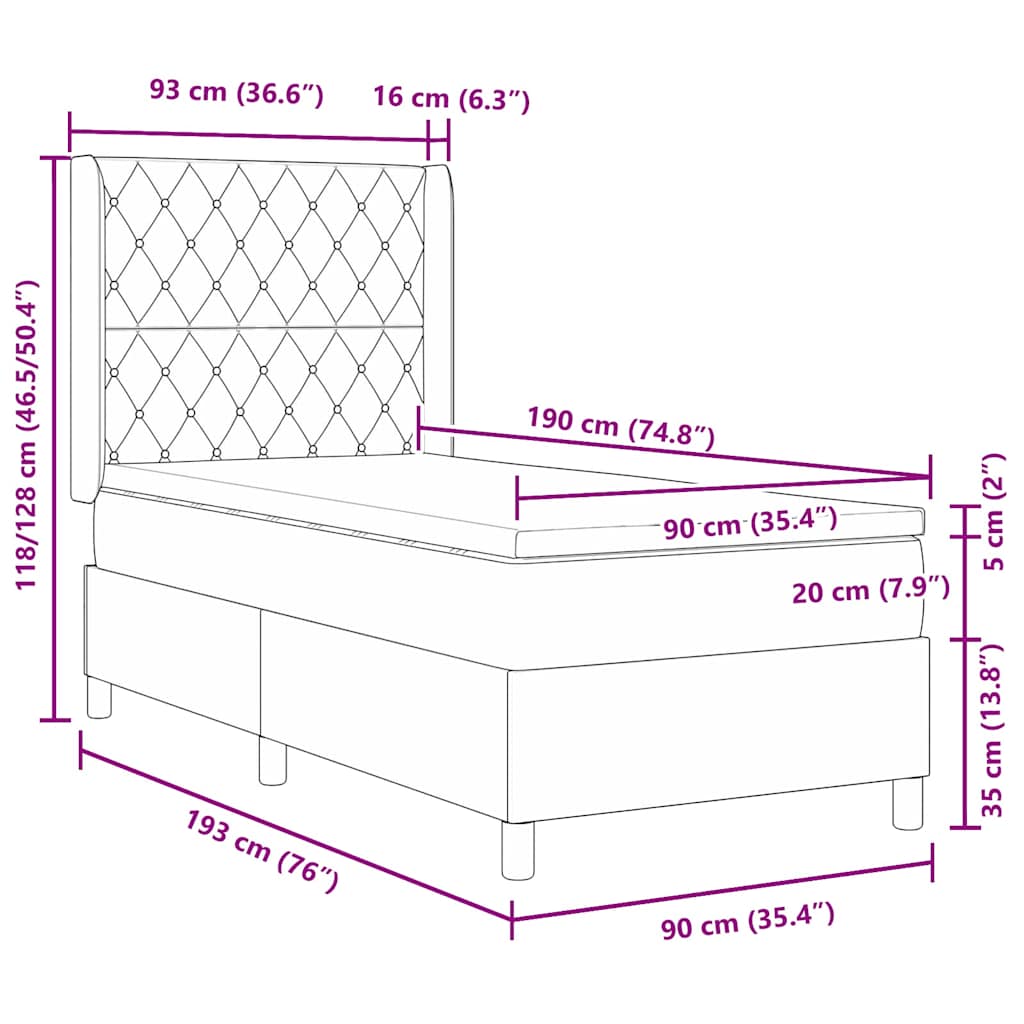 Krevet s opruga kutije s madracem Ružičasta 90 x 190 cm Baršun