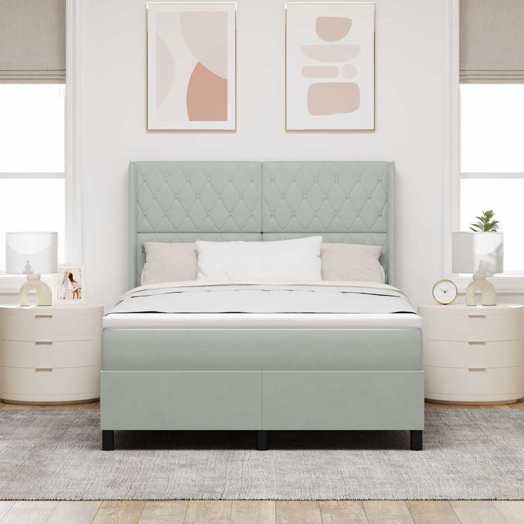 Krevet s opruga kutije Svijetlo siva 160 x 200 cm Baršun