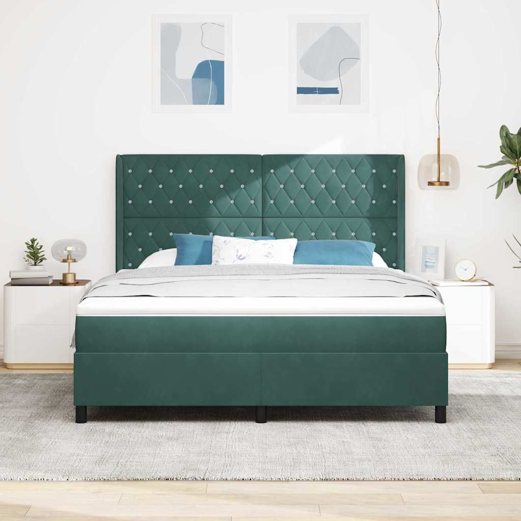 Krevet s opruga kutije Tamnozelena 180 x 200 cm Baršun