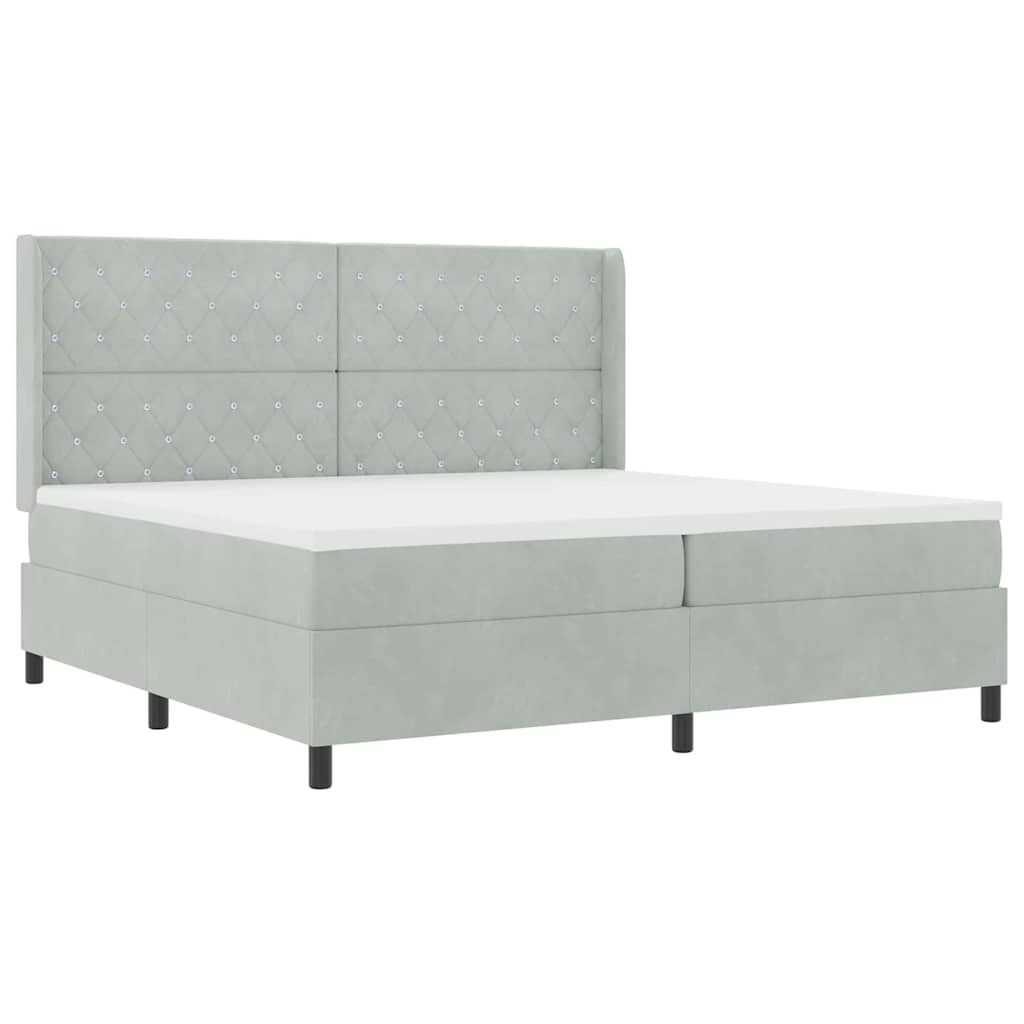 Krevet s opruga kutije Svijetlo siva 200 x 200 cm Baršun