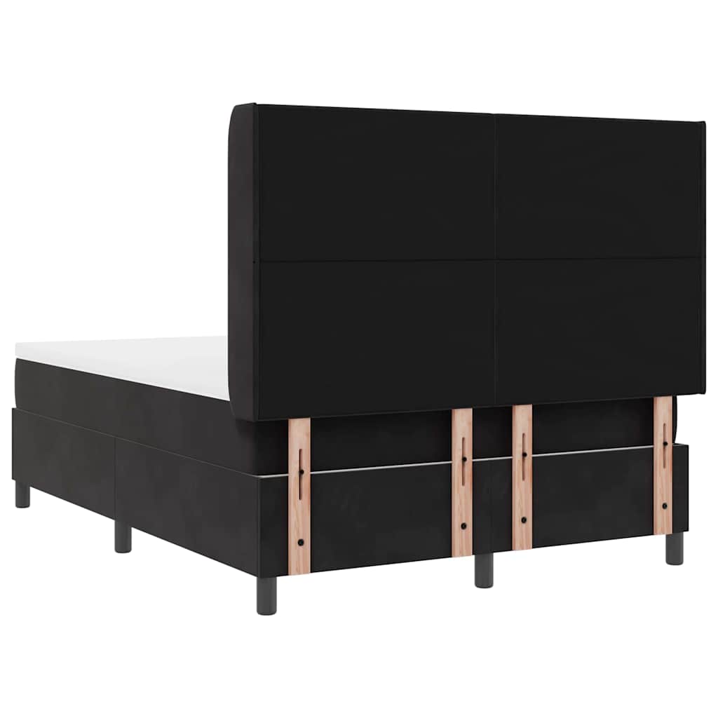 Krevet s opruga kutije s LED trakama Crna 140 x 200 cm Baršun