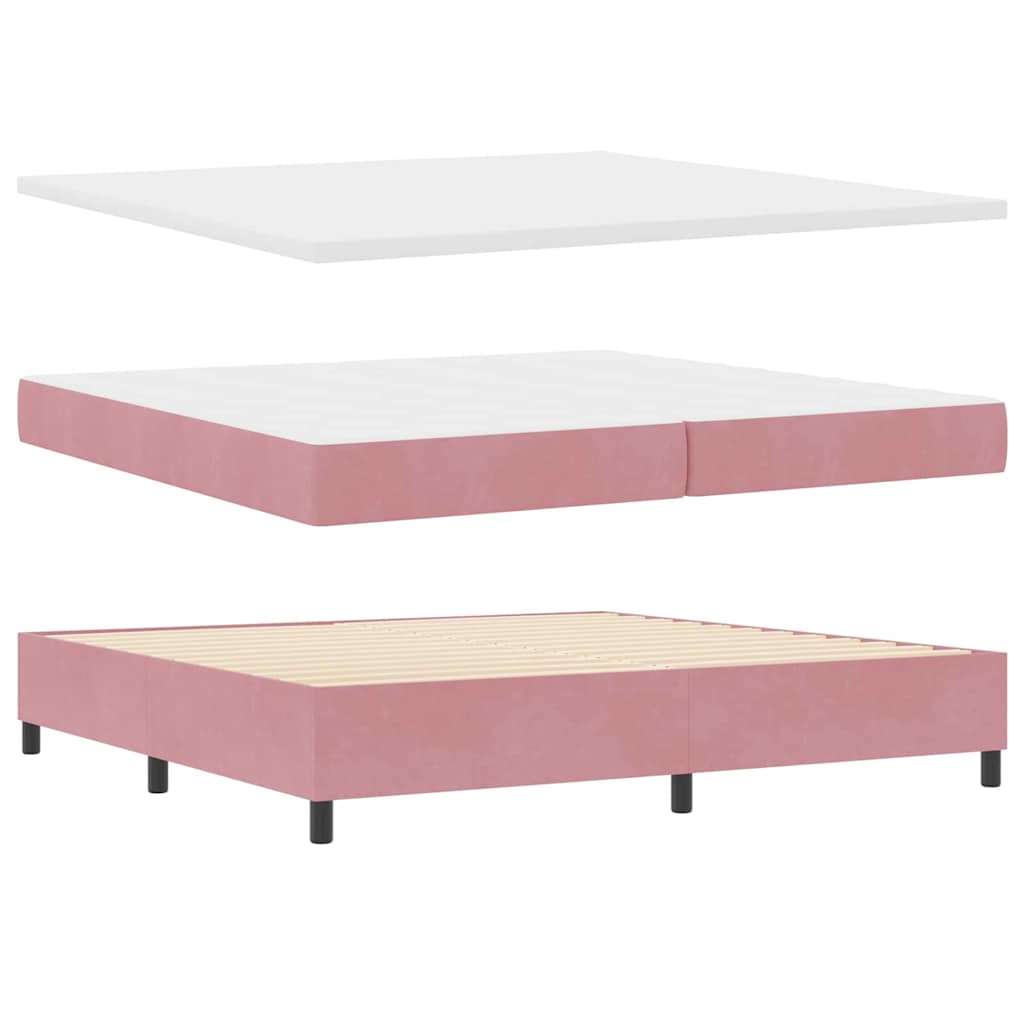 Krevet s opruga kutije Ružičasta 200 x 200 cm Baršun