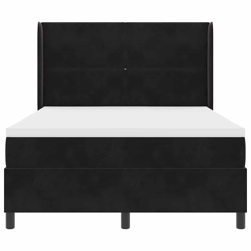 Krevet s opruga kutije s LED trakama Crna 140 x 200 cm Baršun